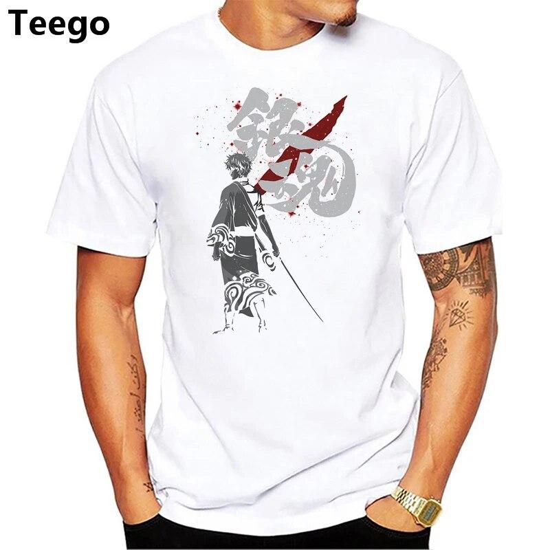 YSM Cotton Tshirt Anime Gintama T-shirt heren zomer T-shirt jongen print tshirt anime T-shirt kleding wit XS wit