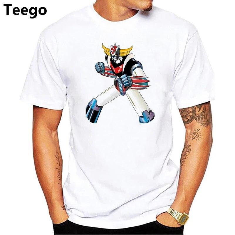 YSM Cotton Tshirt mannen Anime Grendizer Print Grappig T-shirt mannen Zomer Korte Mouw Tops Tees mannen Coole Kleding XS wit