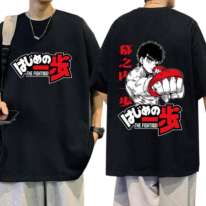 TENJINGE Trendy Anime Hajime No Ippo Kamogawa Boxing Gym T-shirt Manga Makunouchi Takamura Fighting KGB Print Korte Mouw Oversized T-shirts M