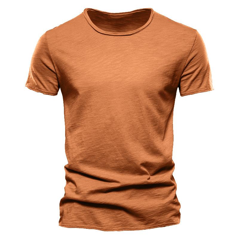 No. 11 Fashion Zomer Heren Top Tee Effen Kleur Bamboe Katoen O-hals Korte Mouw T-shirt Puur Katoen Herenkleding S marineblauwe kleur
