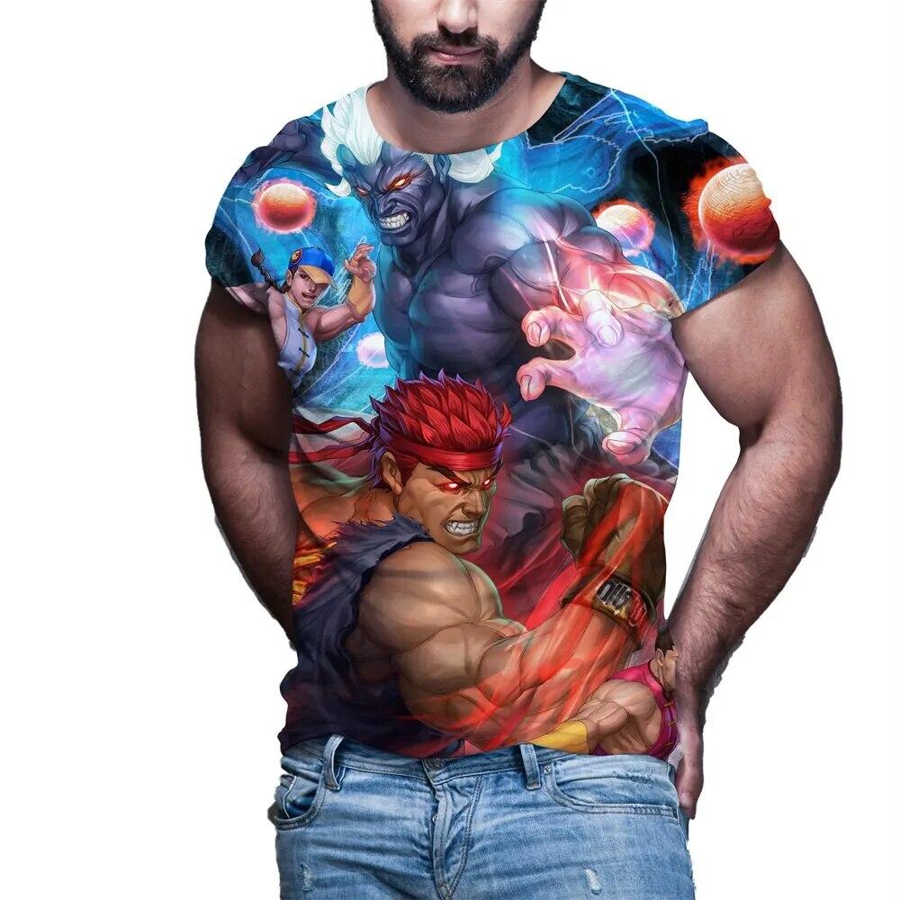 ETST 07 Vechtspel Street Fighter T-shirts 3D-print Heren Dames Mode Oversized Korte Mouw T-shirt Harajuku Kinderen T-shirts Tops Kleding M