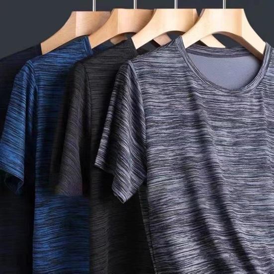 Yunzhu Heren Zomer T-shirt Losse O Hals Zacht Ademend Rekbaar Snel drogend Zweetafvoer Casual Plus Size Trui Jogging Gym Fitness Top XL lichtgrijze kleur