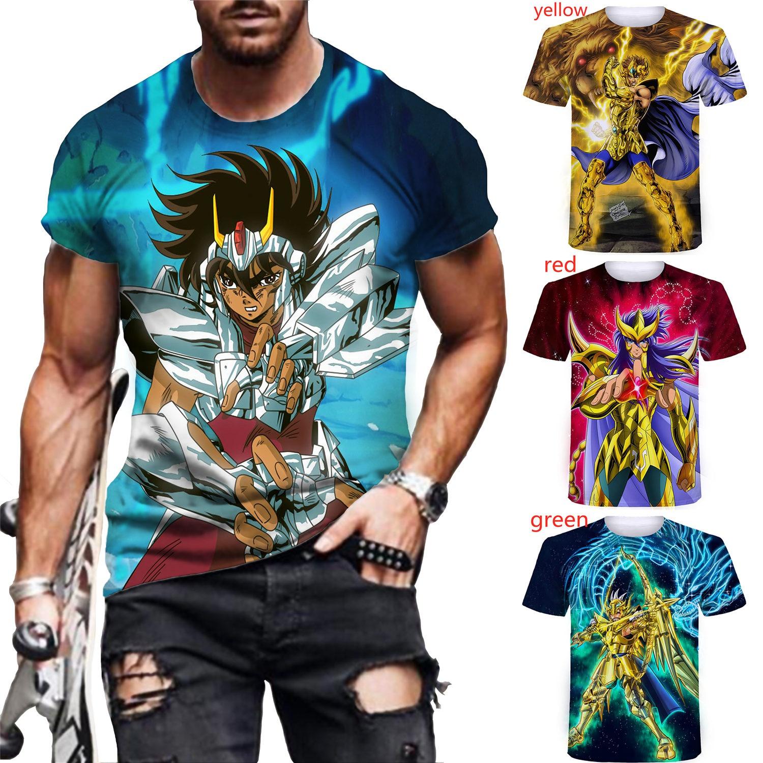 Xin nan zhuang Zomer Saint Seiya 3D bedrukt T-shirt Coole grappige T-shirts Tops Harajuku Anime bedrukte korte mouwen kleding Top XS