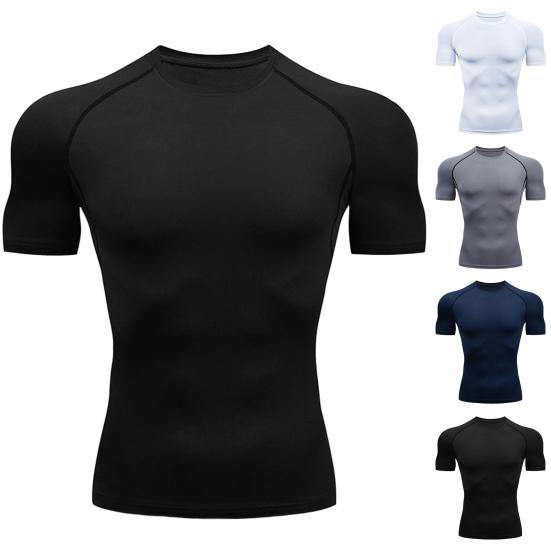 Lucky Black Cat Fitnesstop O-hals Sportkleding Vochtafvoerend Zomer Running Compressie T-shirt Streetwear M zwart