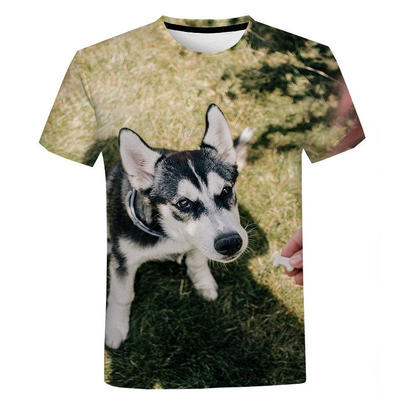 Subilier Nieuwe Casual 3D Geprinte Hond Ronde Hals Korte Mouw Mode Heren T-shirt Unisex Schattig T-shirt XXS