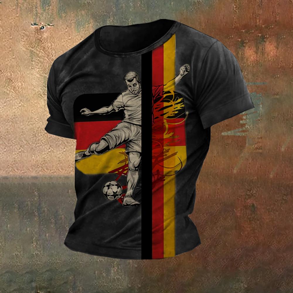 ETST WENDY 005 Vintage T-shirt voor heren Retro Duitse vlag Grafisch bedrukte voetbal T-shirts Korte mouw T-shirt O-hals Oversized herenkleding Tops XL