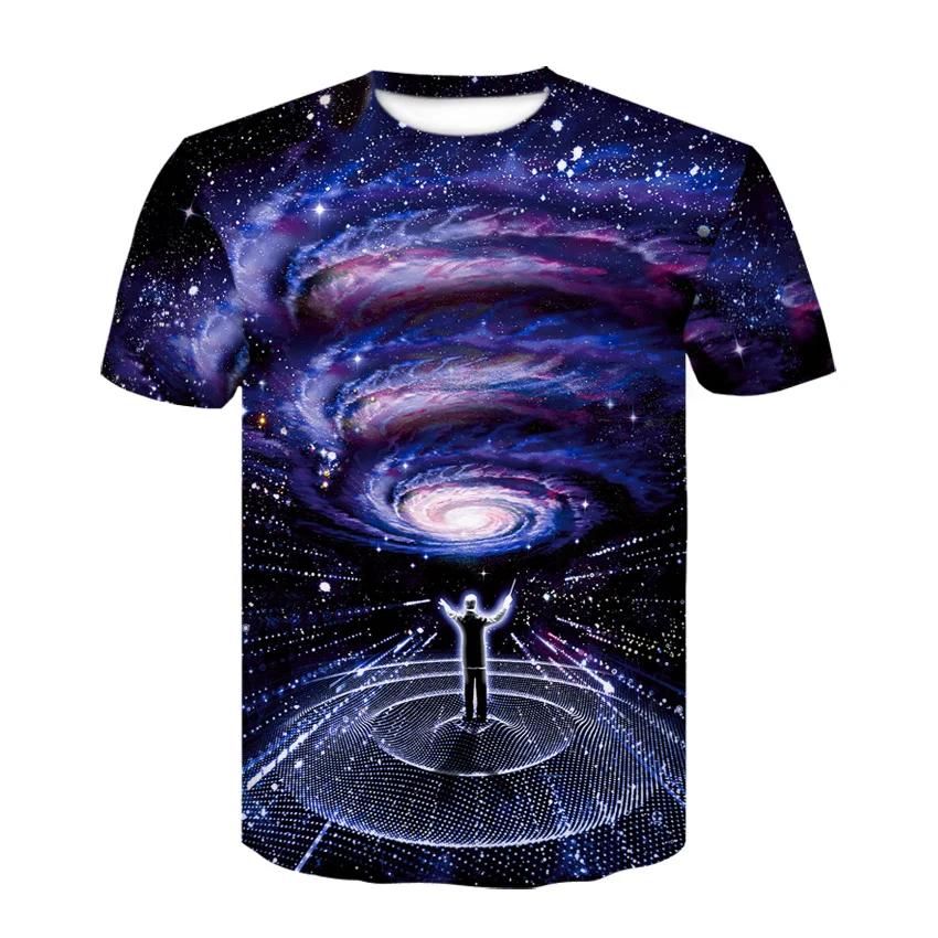 Baibao QIQI Zomer Nieuwe Heren Fun Galaxy Space T-shirt Fantasy Harajuku Street Ronde Hals Top Casual Mode 3D Print Korte Mouw Kleding 6XL
