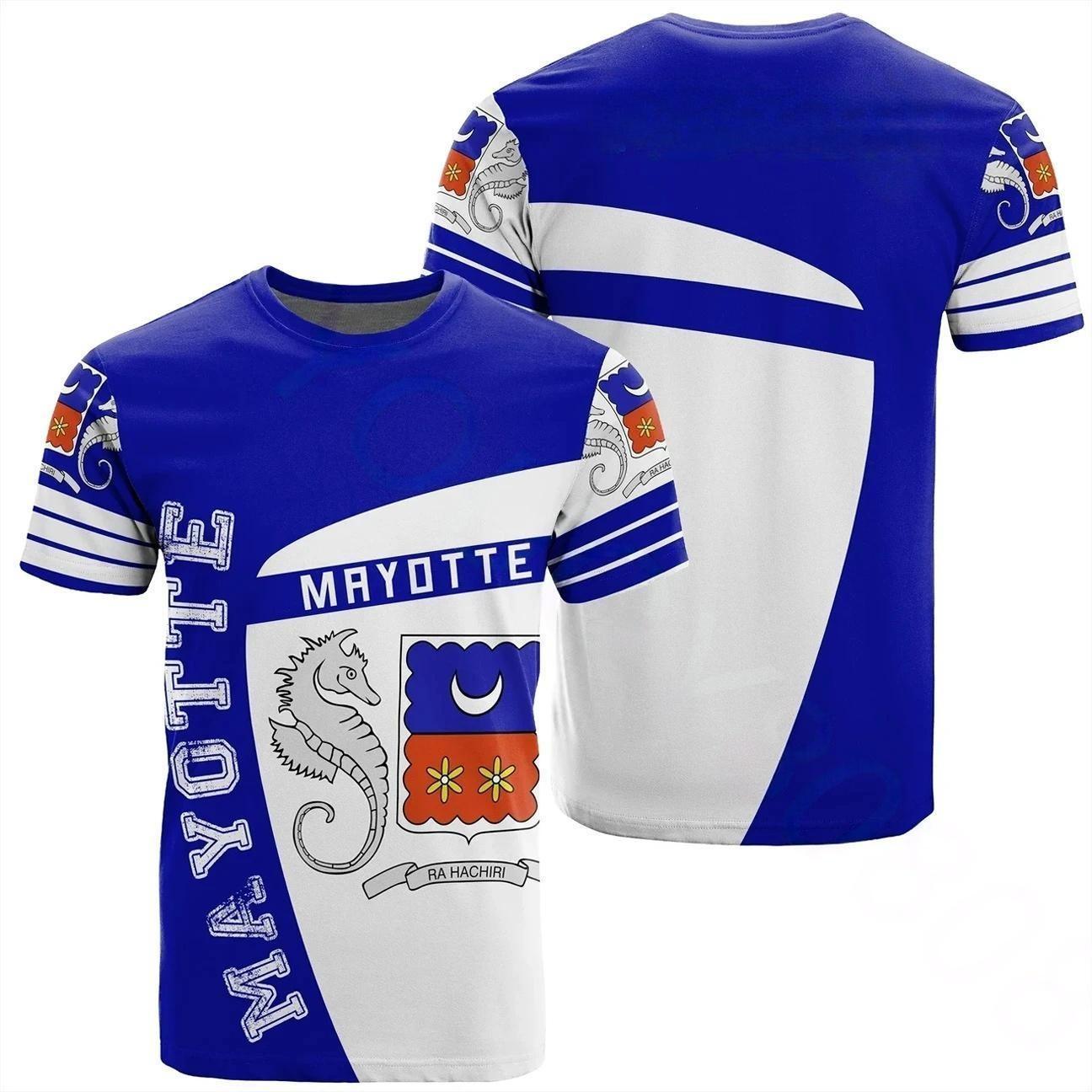 Xuhaijian02 Mayotte Kustkaart Vlag T-shirt Voor Heren Kleding Afrika Zone Nationaal Embleem Grafische T-shirts Rocky Stijl T-shirt Dames Tee Tops S