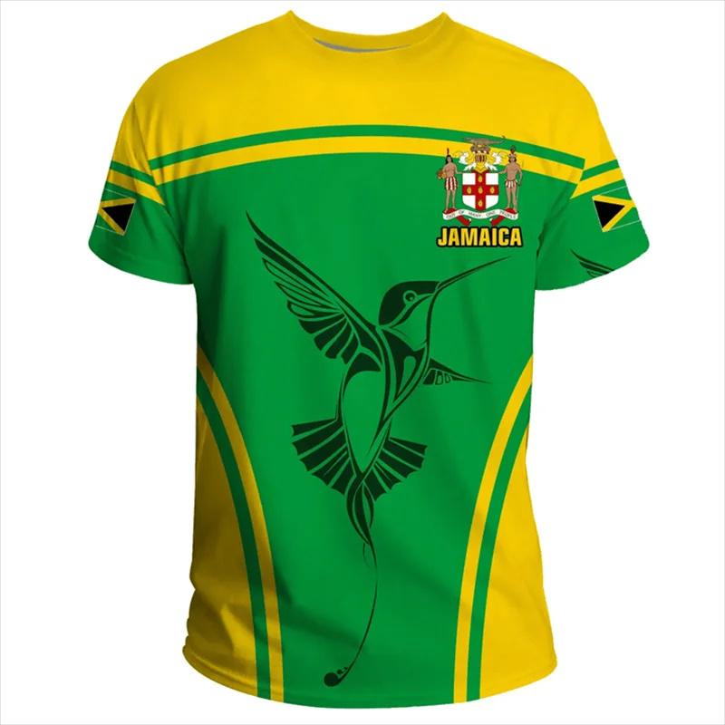 ETST 03 Zomermode Nieuwe 3D Jamaica Nationale Vlag Embleem Bedrukking T-shirt Jamaicaanse Wapen Grafische T-shirts Voor Mannen Vintage Kleding XL