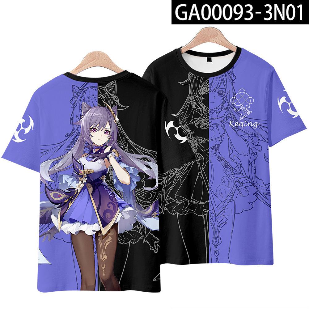 Baibao QIQI Zomer Ronde Hals T-shirt Heren Genshin Impact Anime Second Dimension Game Kelly Korte Mouw Heren Dames Kleding Top 6XL