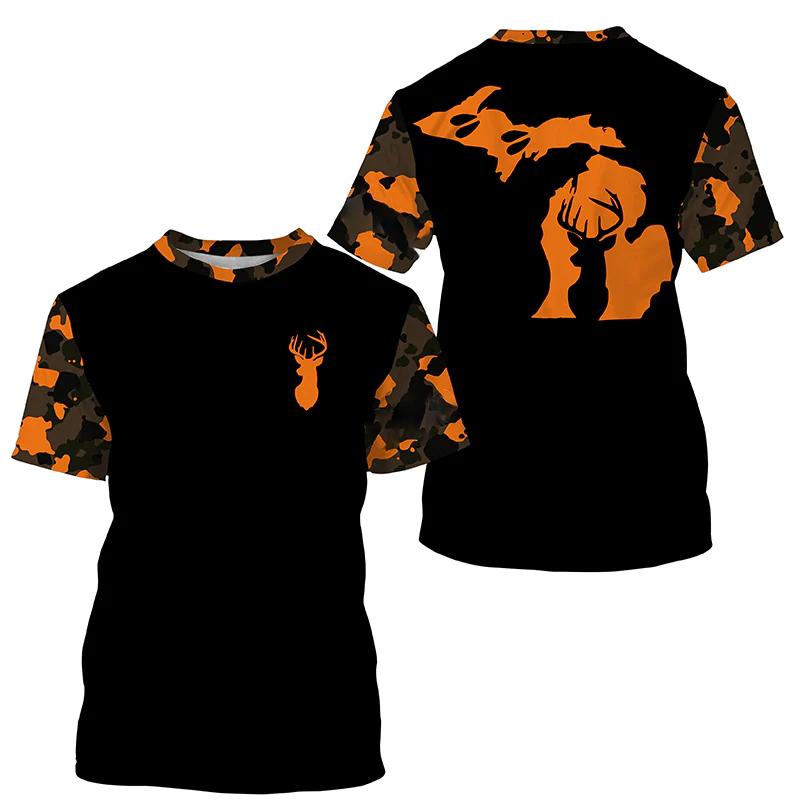 ETST 05 2024 Heren 3D-print eland T-shirt Heren jachtmode dieren T-shirt Zomer Outdoor Top T-shirt Casual herenkleding S