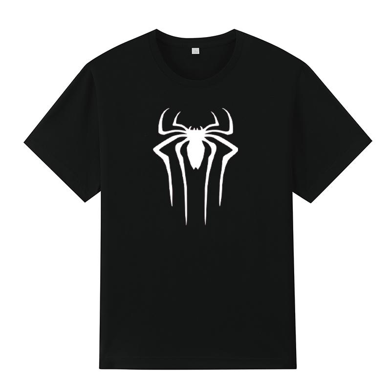 YSM Cotton Tshirt Zomercomfort Heren Ronde Hals Zwart Print T-shirt Super Hero Spider No-Cut Transfer Print Katoenen T-shirt S zwart