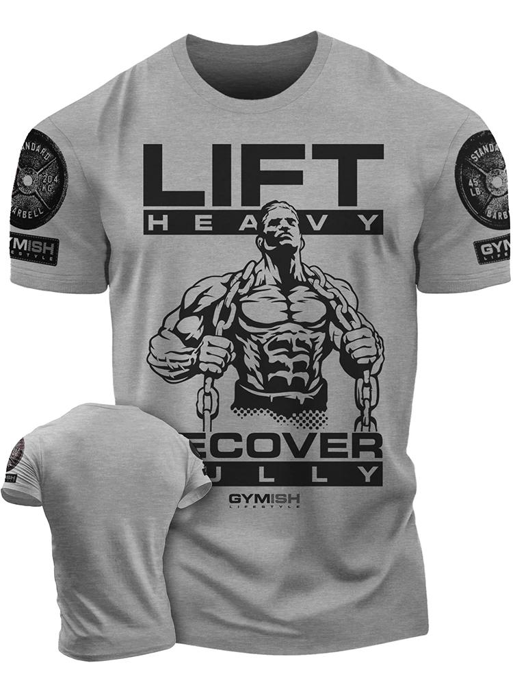 Subilier 3D-geprinte Recover Fully Workout T-shirt Grappig sportschool T-shirt Hoogwaardig katoen Heren Korte mouwen Muscle Man Tough Guy T-shirt XS