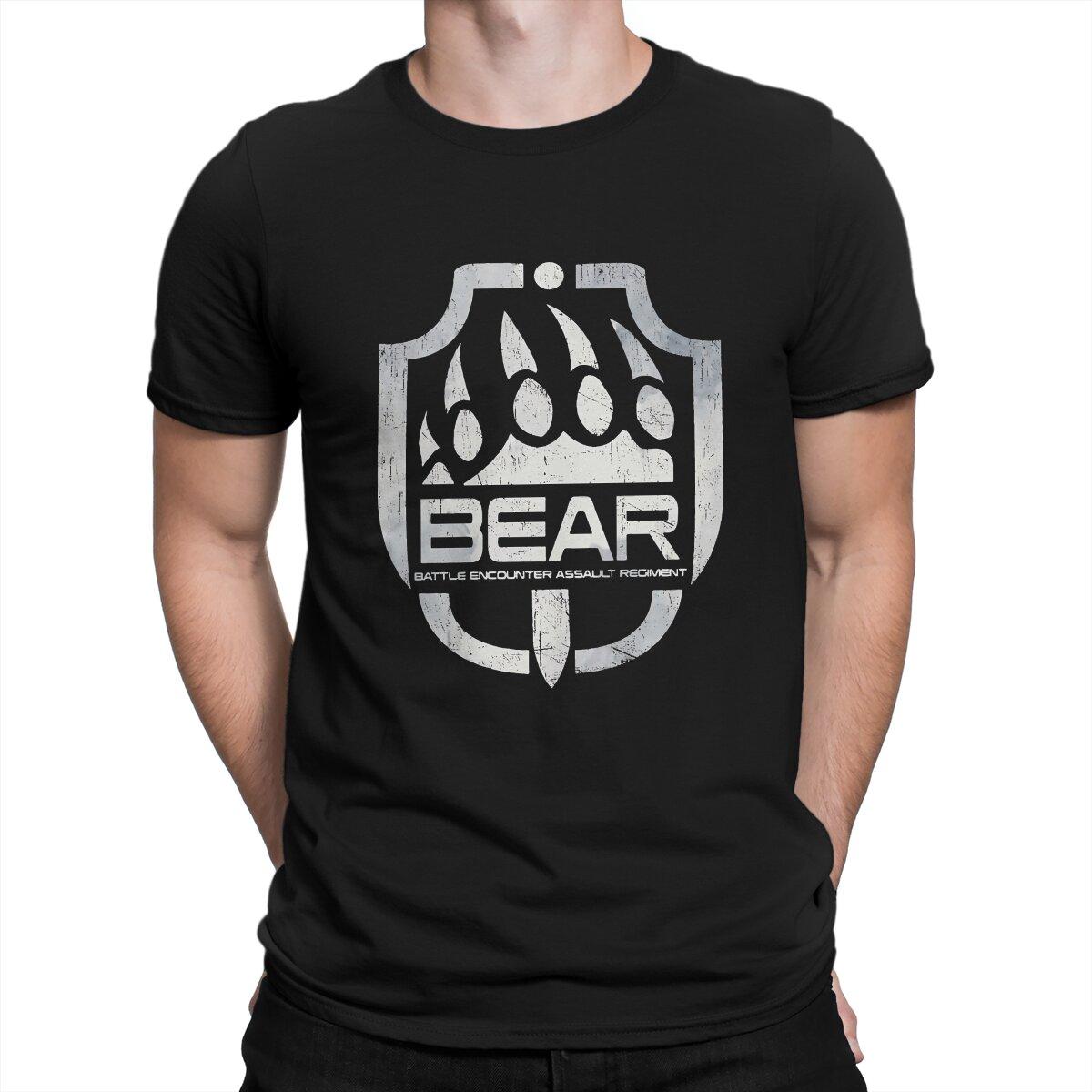 Laoxu Escape From Tarkov Bear Polyester T-shirt Harajuku Fashion Heren T-shirt O-hals Heren Tops S zwart