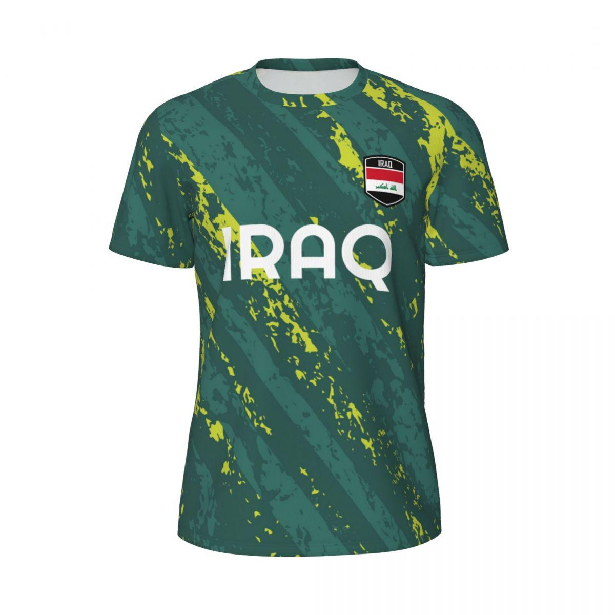 ETST WENDY 005 IRAQ-vlag 3D-geprint T-shirt voor heren Zomer korte mouwen mesh T-shirt voor voetbal, hardlopen, fietsen, tennis, fitnessfans S