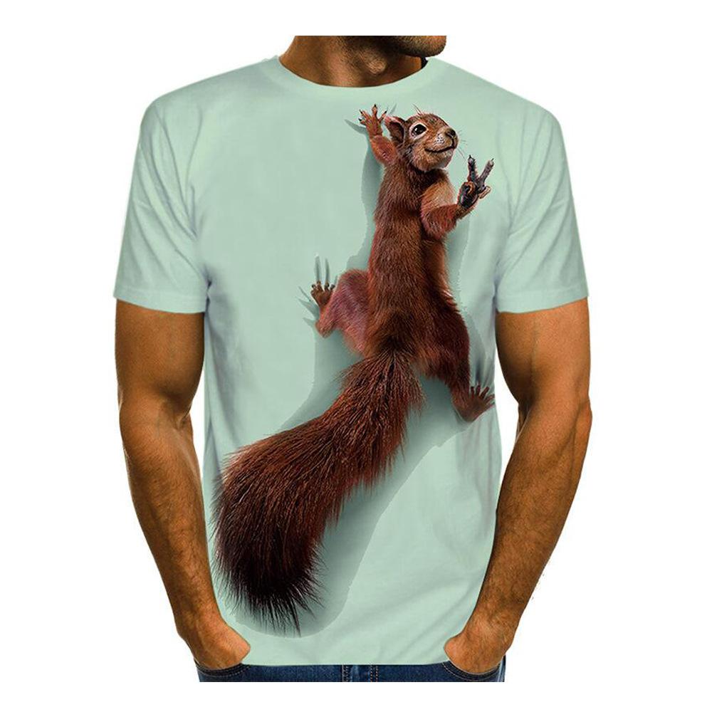 Etst 003 Heren Eekhoorn 3DT Shirt Print Dier Patroon Koppel Tops Grappig Korte Mouw T-shirt S