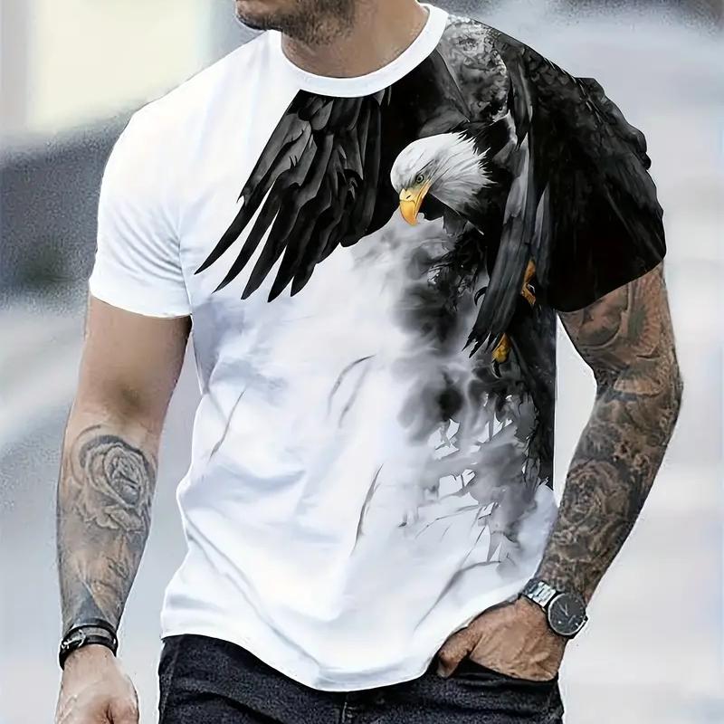 Etst 003 Retro T-shirt voor heren Eagle 3D-print Korte mouwen T-shirts Zomer Casual Snel drogend Los Oversized T-shirt Herenkleding Streetwear S