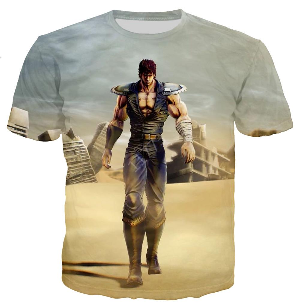 Laoxu Fist of the North Star Kenshiro 3D bedrukt T-shirt Heren Dames Nieuwe mode Casual Cool T-shirt Streetwear Tops Tees Dropshipping S wit