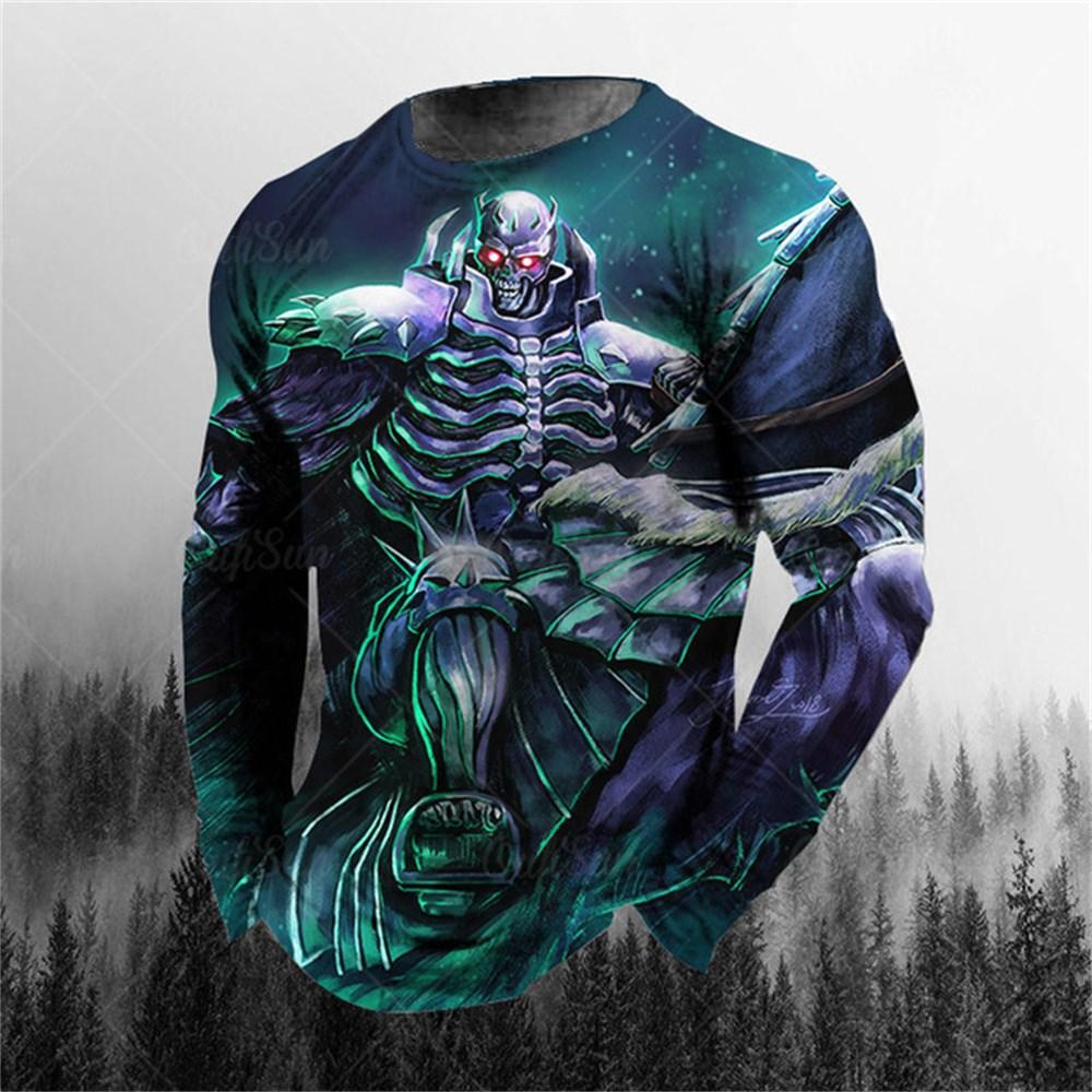 ETST 012 3D-print O-hals lange mouwen Plus Size T-shirt Herenkleding Retro Heren T-shirt met lange mouwen Schedel Lang T-shirt Heren Straat S