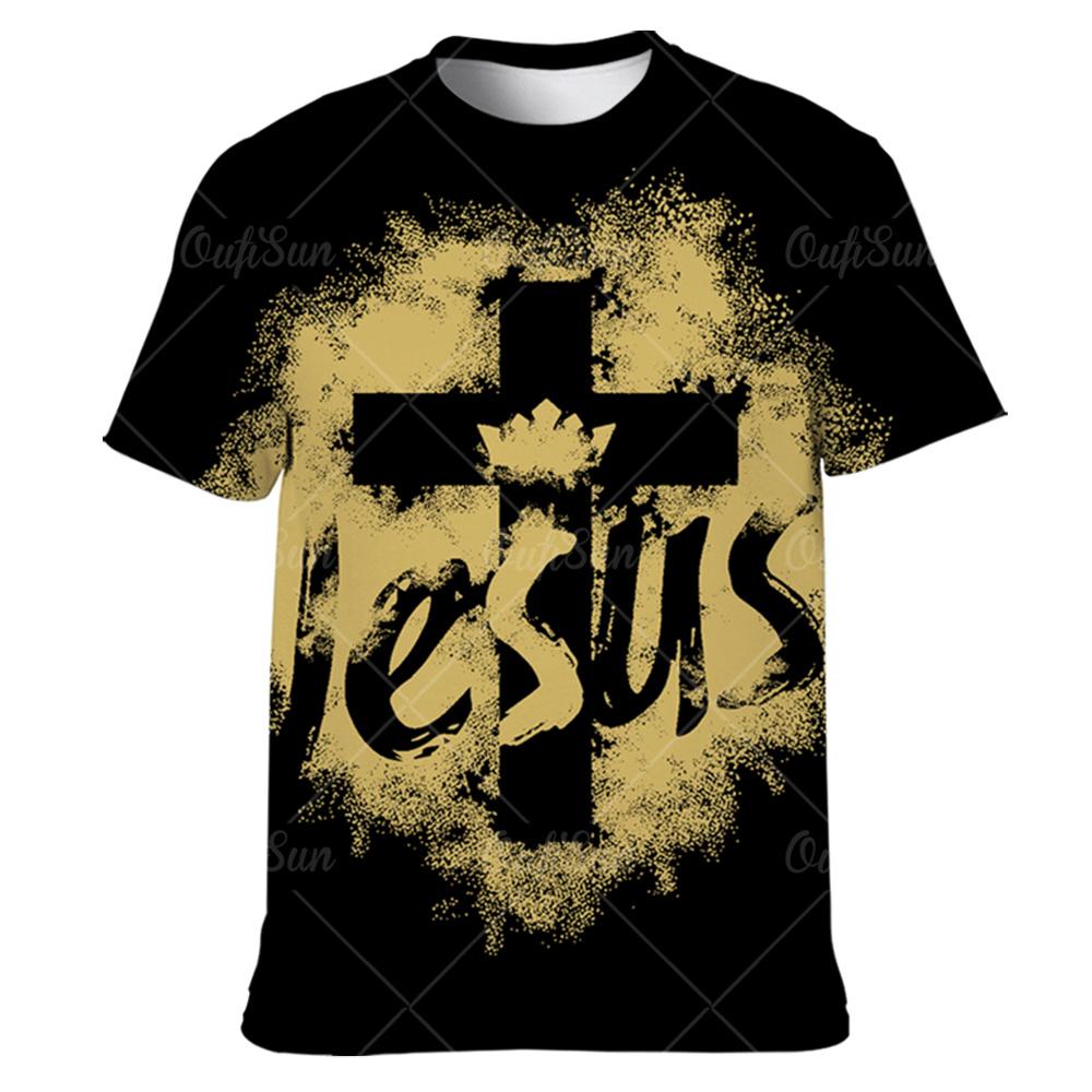 ETST WENDY 05 T-shirts voor heren Kruis Grafische Jezus Christus 3D-print Heren T-shirt Retro Klassiek Korte mouwen Losse persoonlijkheid Oversized Tops 5XL