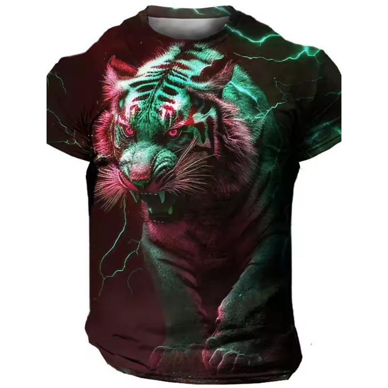 ForYourBeauty IJsbeer Print Heren Knap T-shirt Nieuwe Zomer Casual Heren Outdoor Korte Mouw Bliksem Patroon Comfortabele Streetwear Top S