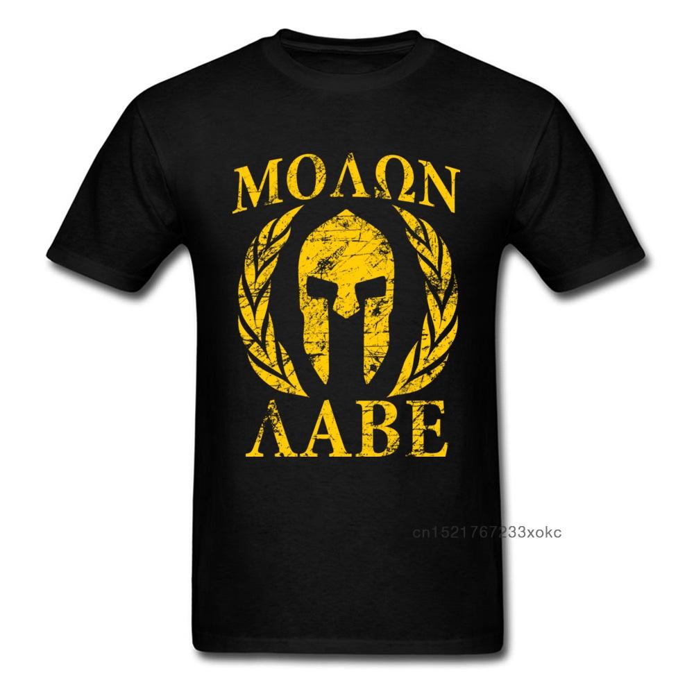 Baibao QIQI Molon Labe Spartan T-shirt Maak T-shirt Herenkleding Vintage Chic Tops Zwart Gele Tees O Hals Katoenen T-shirt Kom En Neem 6XL