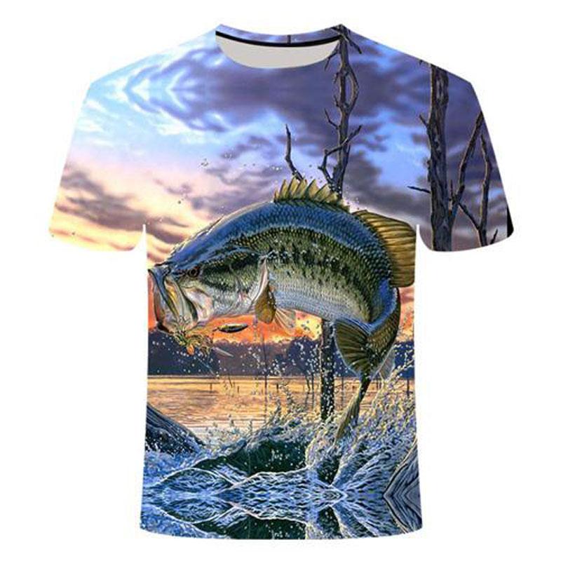 Chengyu Zomer Casual Natuurlijke Wind 3D Print Vissen Grafisch T-shirt Heren Sport Ademend Lichtgewicht T-shirts Tops 6XL
