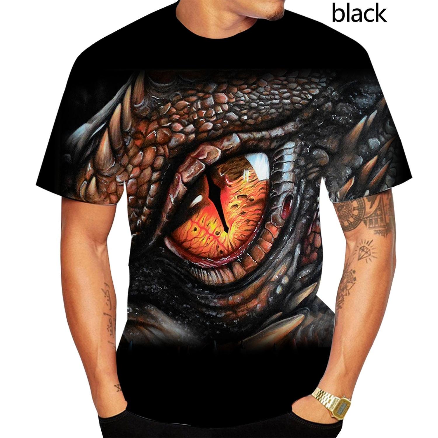 Subilier Horror Eerie Snake 3D Printing Heren Dominante T-shirt Mode Nieuwigheid Korte Mouw Unisex Leuke Slangenhuid Cobra Tops XS