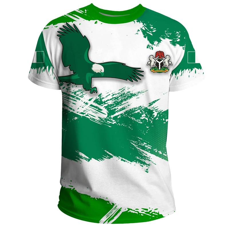 ETST WENDY 005 Nigeria Wapenschild T-shirt Voor Heren Zomer 3D Geprint Oversized T-shirt Casual Tops Straatsporten Korte Mouw Ronde Hals T-shirts XL
