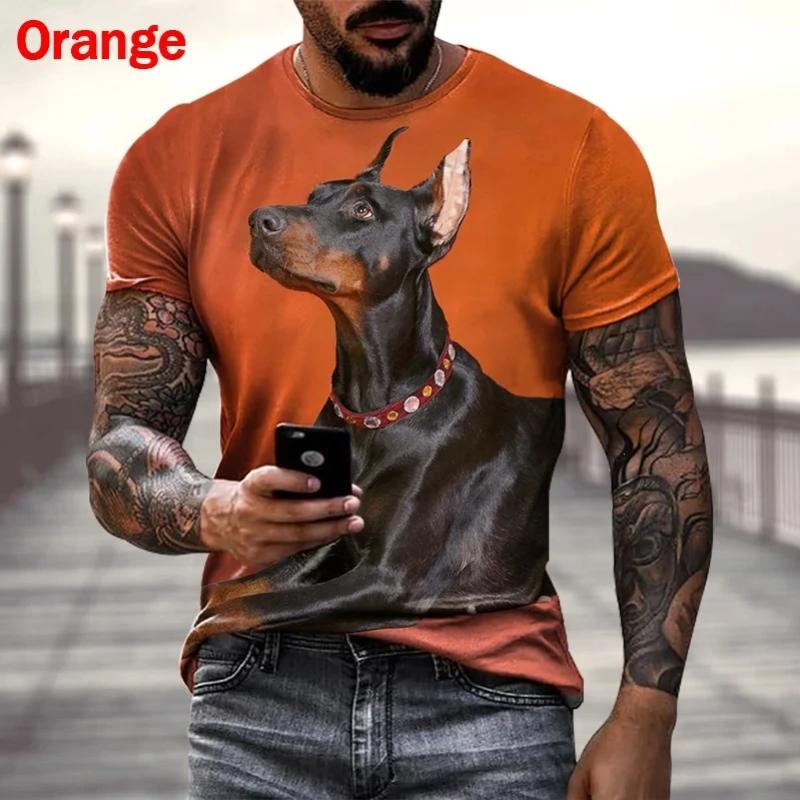 ETST WENDY 005 Nieuwe mode zomer hete verkoop 3D Doberman heren dames T-shirt 3D-print korte mouwen ronde hals animel hond tops tshirt tees 4XL