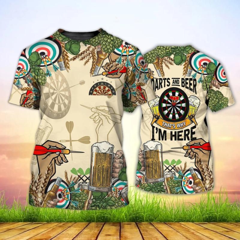 ETST WENDY 005 Heren T-shirt Zomer Casual Bier Darts Bedrukt Korte Mouw T-shirt Tops Losse Oversized T-shirt Mew Party Herenkleding Camisetas 3XL