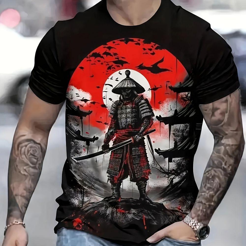 ETST 05 Japanse Oni Samurai T-shirt voor heren T-shirts Lentekleding Oversized tops met korte mouwen Straatkleding Heren T-shirt S