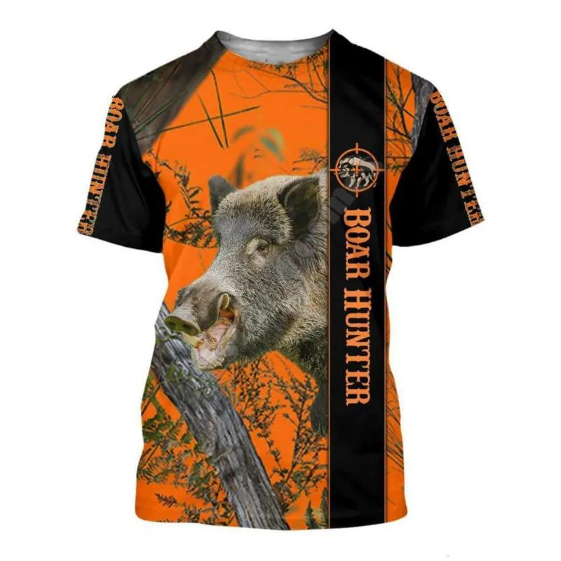 ETST 009 2024 Nieuwe Heren Dames Zomer 3D T-shirt Wild Boar Hunting Print Harajuku T-shirts Casual Viking Korte Mouw Mode Tops S