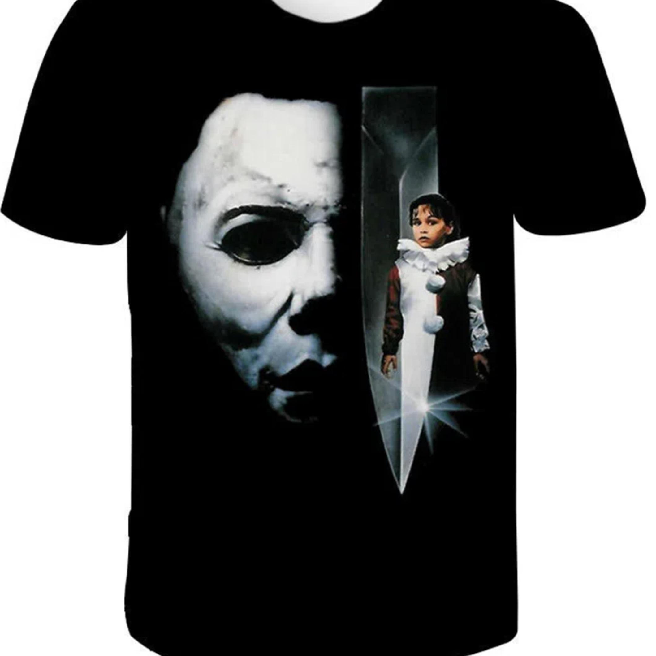 ETST 011 Halloween Michael Myers 3D-geprint T-shirt Heren Dames Zomer Mode Casual Korte Mouw Cool T-shirt Streetwear Oversized Tops S