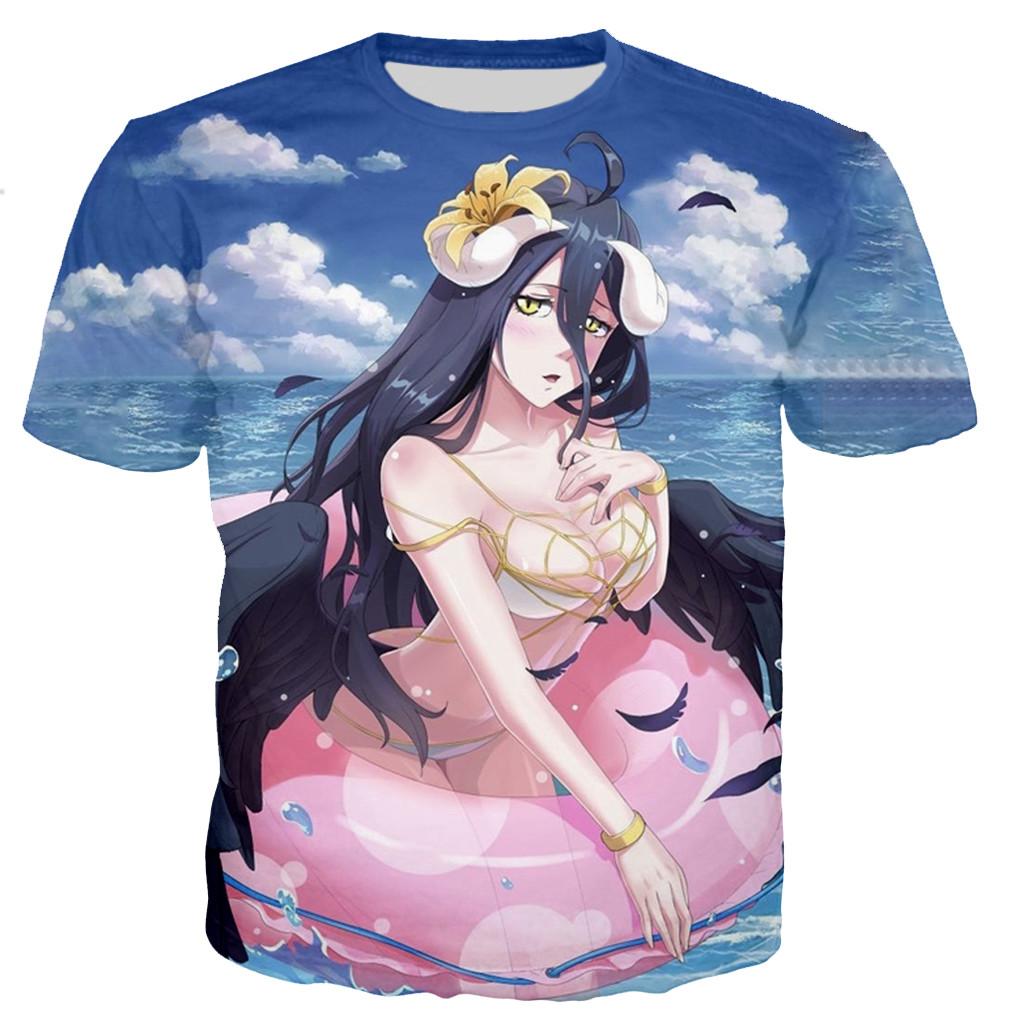 Laoxu 2023 Hot Sale Overlord Albedo 3D-bedrukt T-shirt Mannen/vrouwen Nieuwe mode Casual stijl T-shirt Unisex Streetwear Oversized Tops S wit