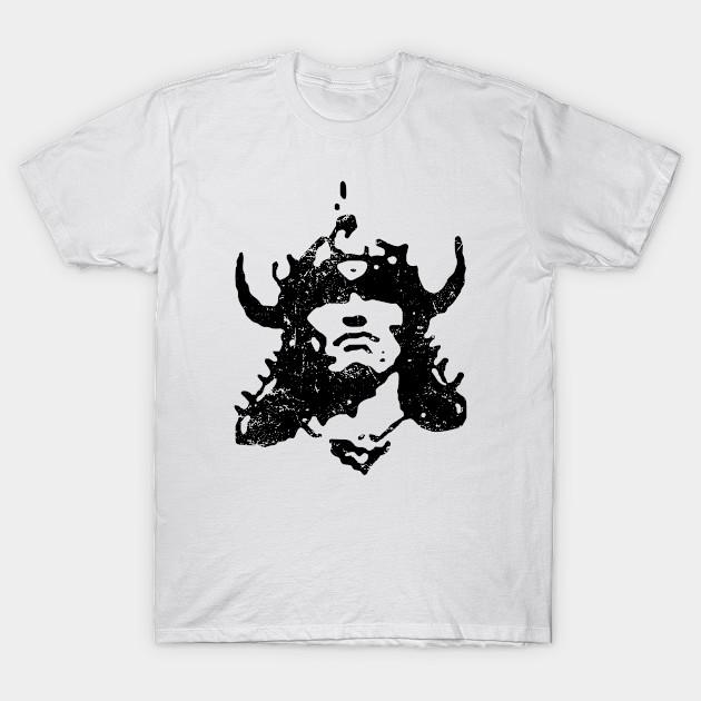 SPORTS TRIP Heren Zwart Print T-shirt Super Groot T-shirt Conan Barbarian No-Cut Transfer Papier Print Katoenen T-shirt S wit