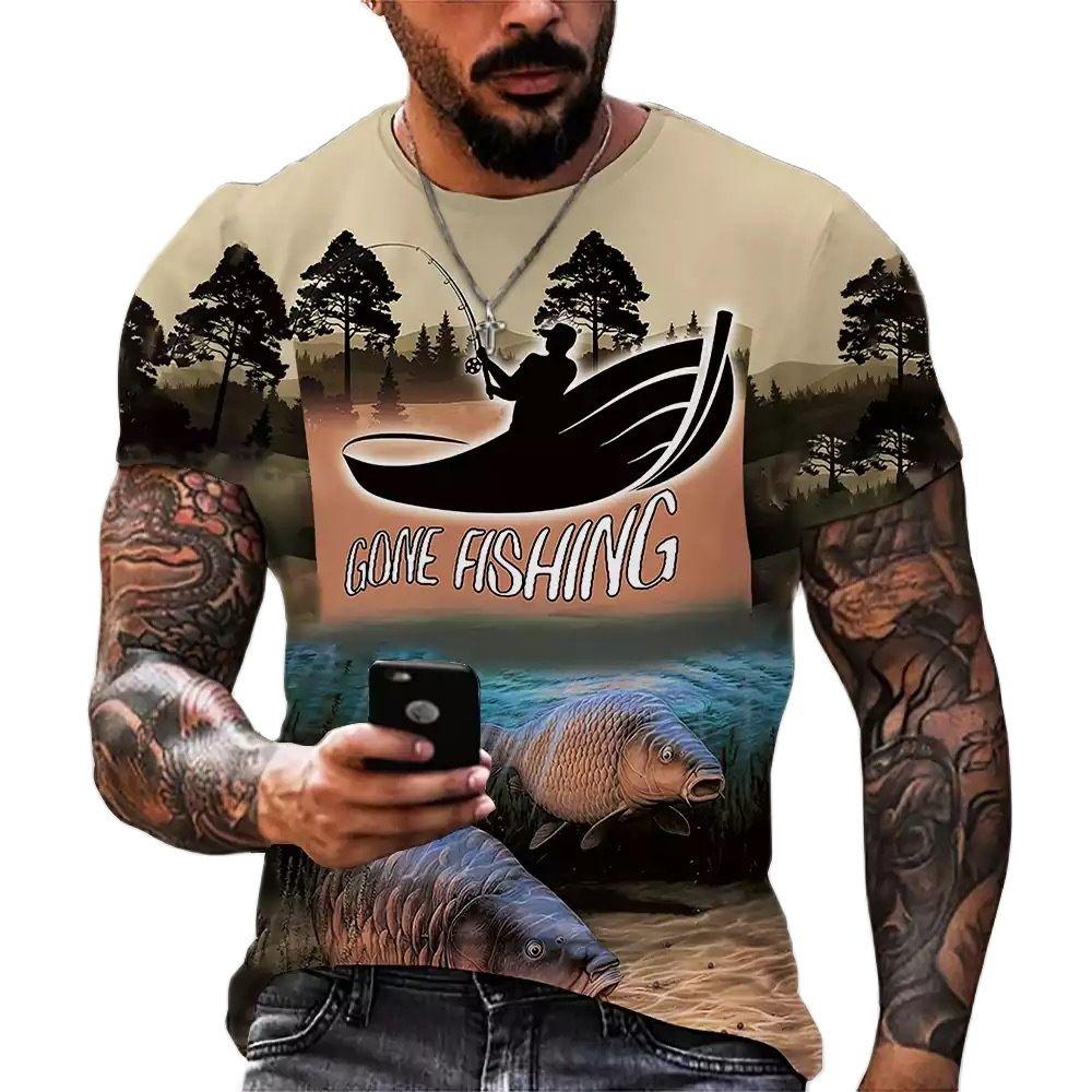 ETST WENDY 05 Outdoor Fishing T-shirts voor heren 3D-print Vissen Korte mouw T-shirt Casual Fish Tops Oversized T-shirts Shirt Herenkleding XL