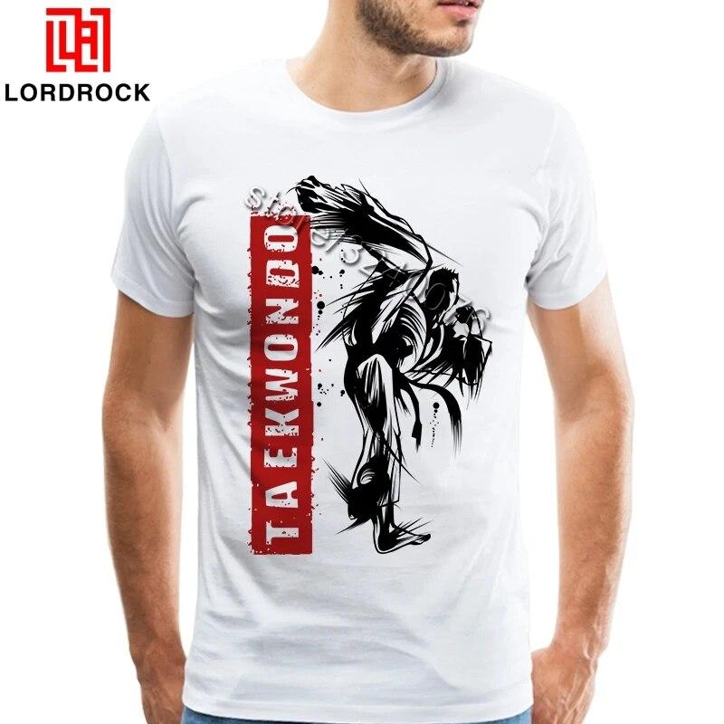 YSM Cotton Tshirt Cool Design Taekwondo Shirt Heren Flash Kick T-shirt Wit Korte Mouwen Tees Koreaans XS wit