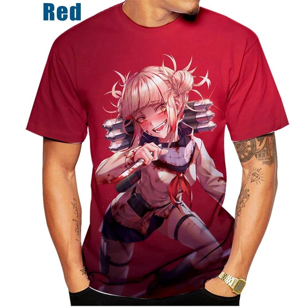 Xin nan zhuang Japanse Anime Girl Himiko Toga Heren/dames Mode Slank 3D Print T-shirt Casual Ronde Hals Top Heren Oversize Kleding XS