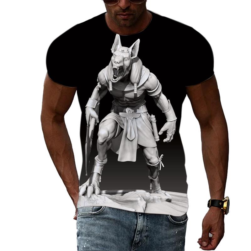 ETST WENDY 05 Zomer Nieuwe anubis grafische t-shirts voor mannen Mode Persoonlijkheid Populaire patronen Casual Print T-shirts Trend Hip Hop t-shirt S