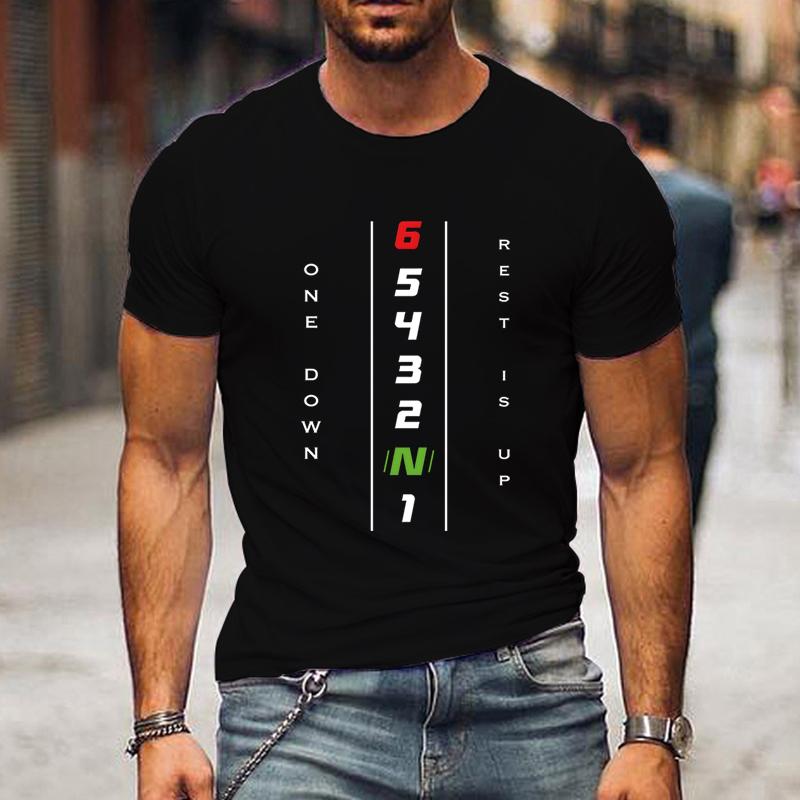 FT women t shirt Motorfiets T-shirt met versnellingspookontwerp 1N23456 Motorfiets versnellingspook heren T-shirts korte mouwen O-hals tops S zwart