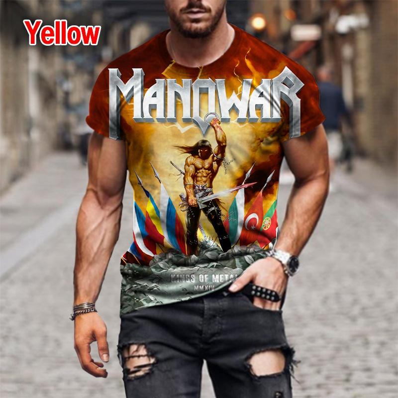 The second face a man Herenmode Hip Hop Punk 3D Geprint Casual Gepersonaliseerd Rock Cool T-shirt Heren- en Dames Kinderen Zomer T-shirt 4XL geel