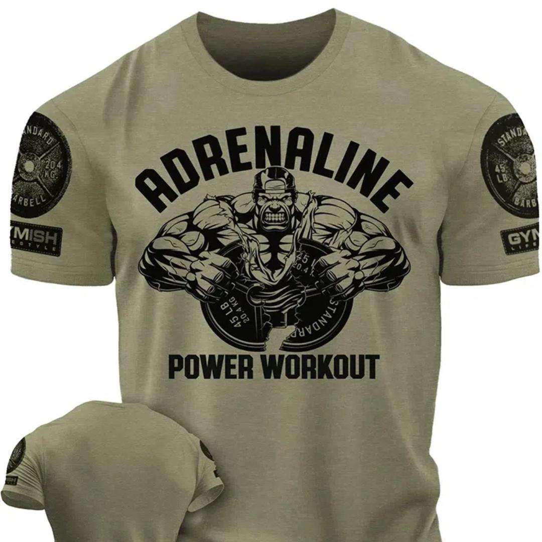 ETST 011 3D-printen Adrenaline Power Workout Gym T-shirt Hoge kwaliteit katoen Casual heren korte mouwen top Muscle Man Tough Guy T-shirt S