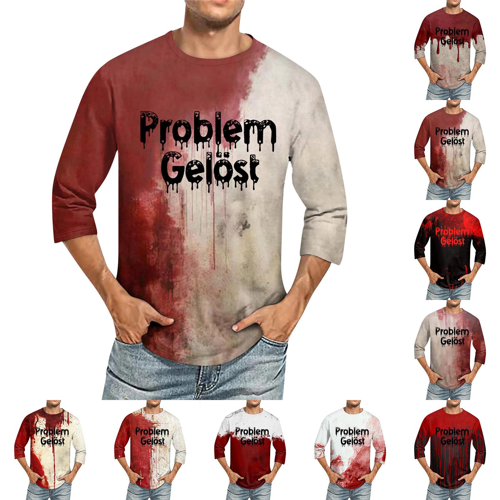 Xingben Two Heren Ronde Hals Driekwart Mouw Top Casual Mode T-shirt S zwart