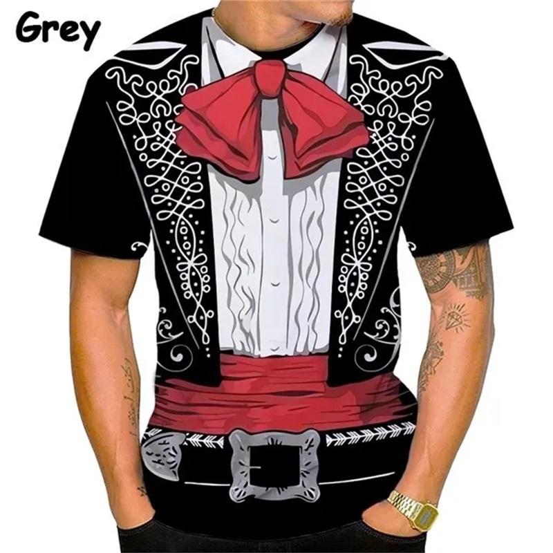 Plus Size FUGUIS Heren Mariachi Grafische T-shirts 3D Print Nep Pak Korte Mouw T-shirts Casual Oversized T-shirt Mexicaans Kostuum Streetwear 6XL
