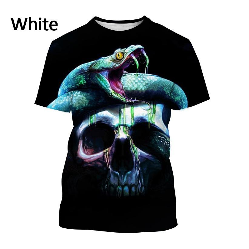HerSight Zomermode 3D-geprint slangvormig T-shirt voor heren Street Top Cool Casual Ronde hals Korte mouwen T-shirts S zwart