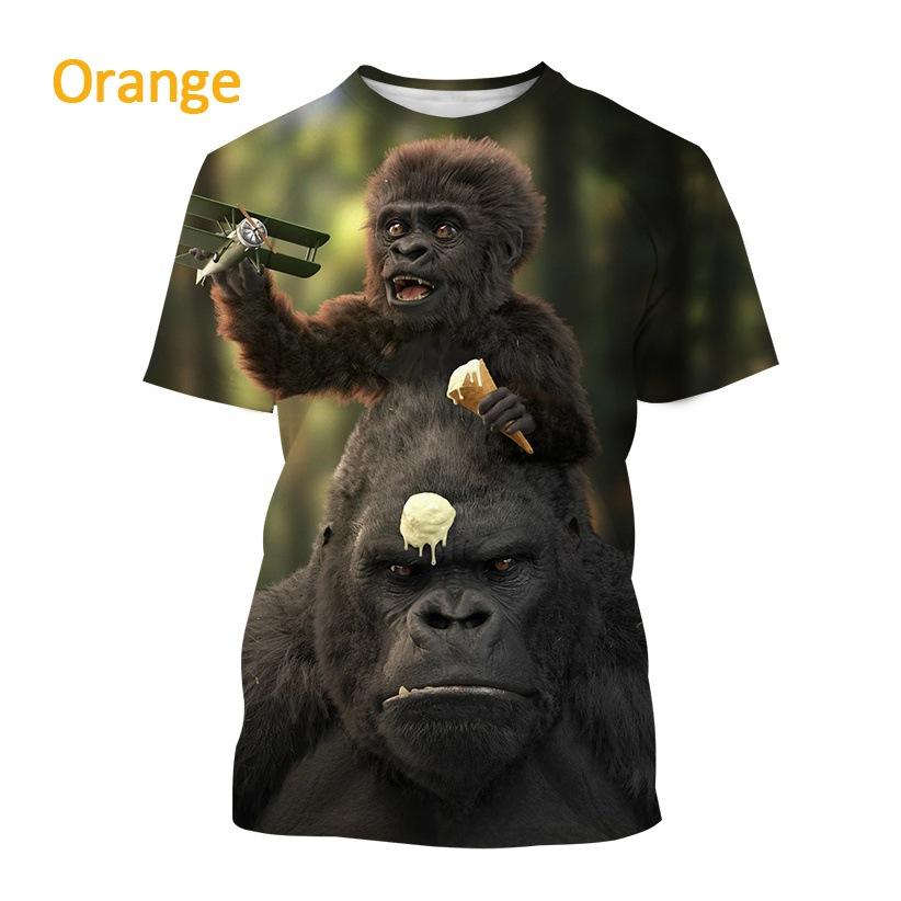 No. 11 Fashion Gorilla 3D Digitaal Geprint Heren Casual Korte Mouw T-shirt Sportkleding Heren T-shirts S