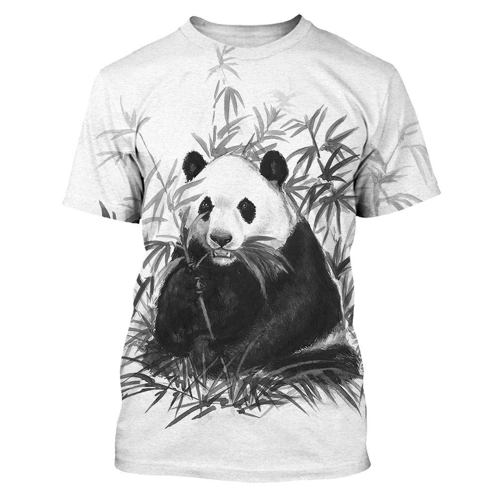 ETST 05 Leuke Panda Grafische 3D Print Zomer Heren Ronde Hals T-shirt Casual Korte Mouw Oversized Trui Mode T-shirt Tops Herenkleding S