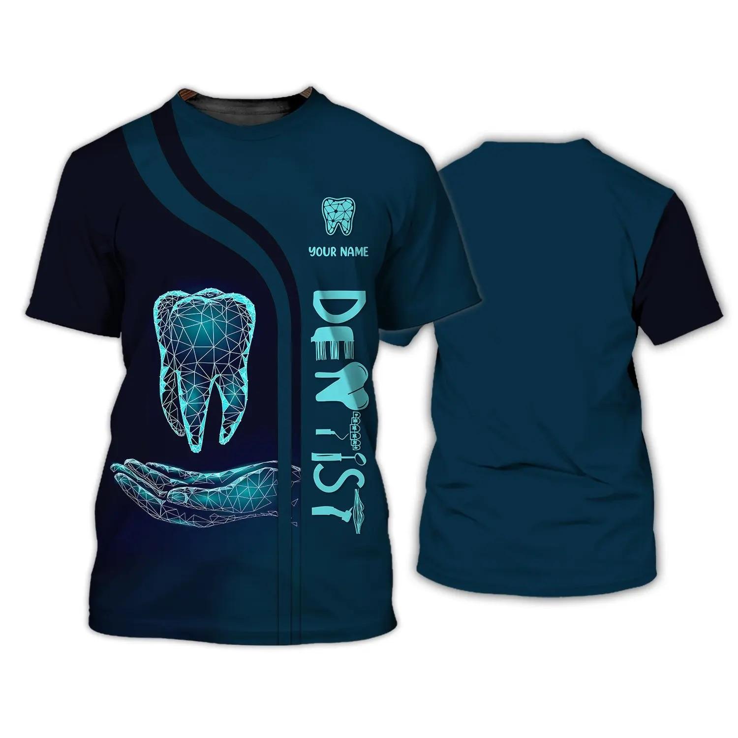 Kukebang Tandarts Werk Jurk Leuke 3D Simulatie Bedrukt Heren En Dames Cosplay Hip Hop Persoonlijkheid Ronde Hals Korte Mouw Straat T-shirt S