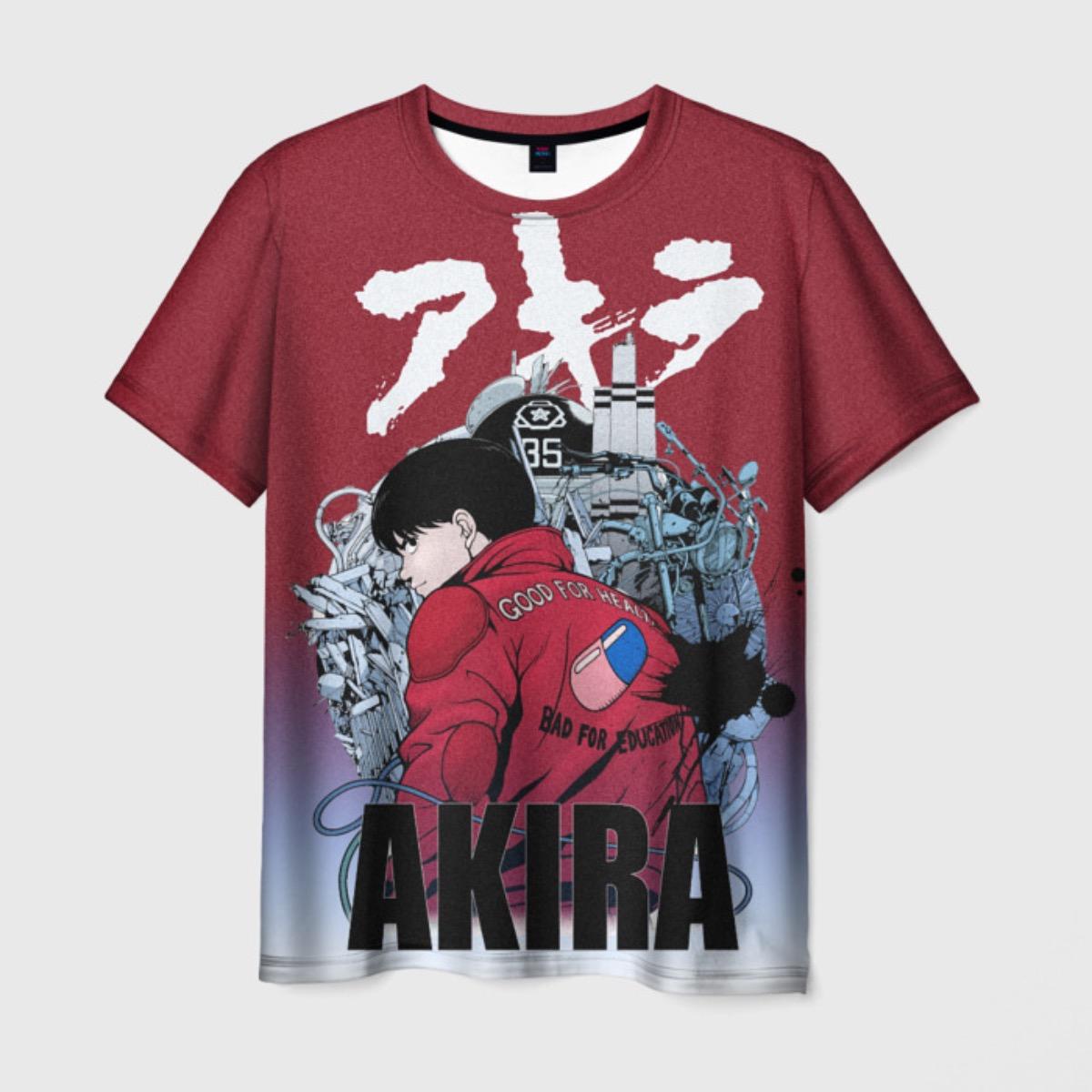 Laoxu Japanse Anime Akira Print T-shirt Voor Mannen 3D Mode Harajuku Korte Mouw T-shirt Top Zomer Oversized Kleding Streetwear Tee S wit